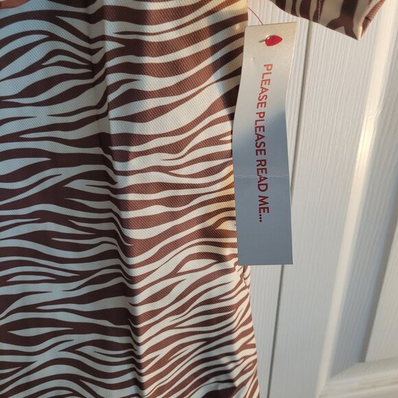 NWT GHOSPELL Zoya Zebra Mini Dress Tan/White Size M - Picture 6 of 6